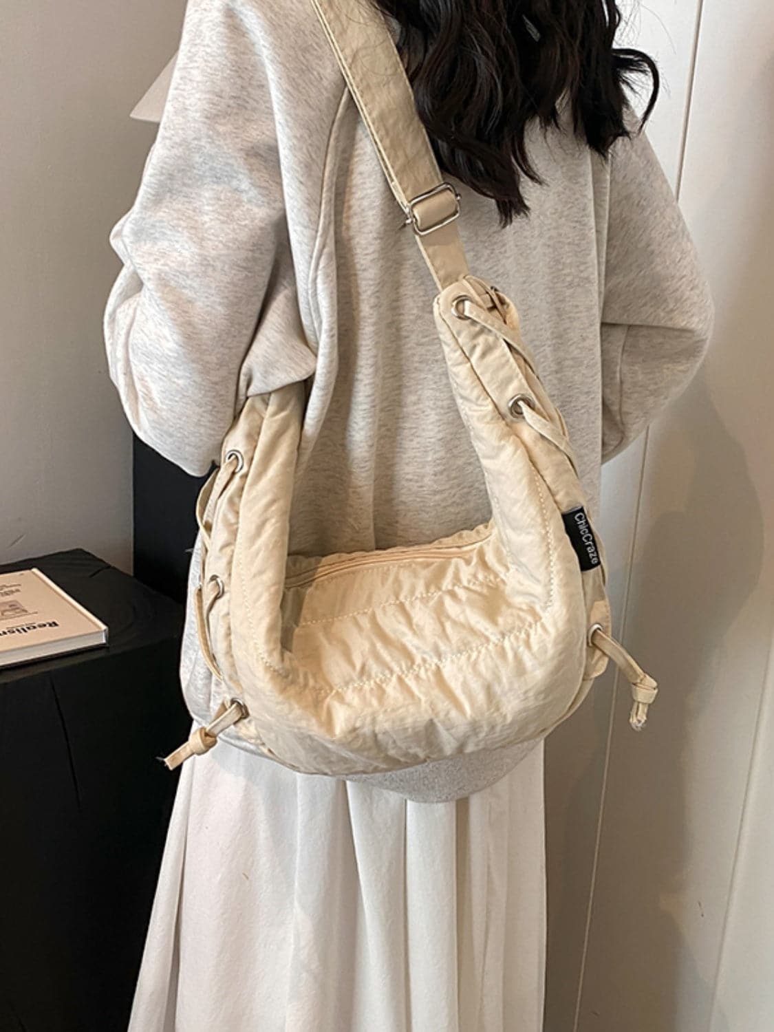 Large polyester crossbody bag