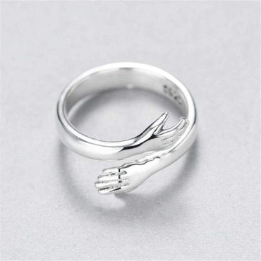 Hug Shape 925 Sterling Silver Bypass Ring.