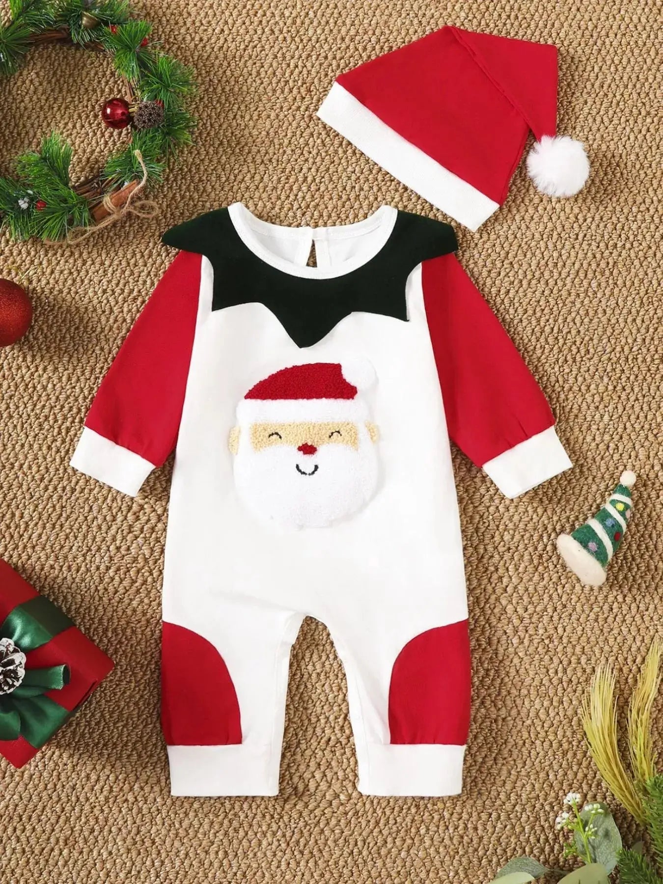 Children's 2-Piece Christmas-Themed Set with Jumpsuit and Santa Claus Hat Simply Love