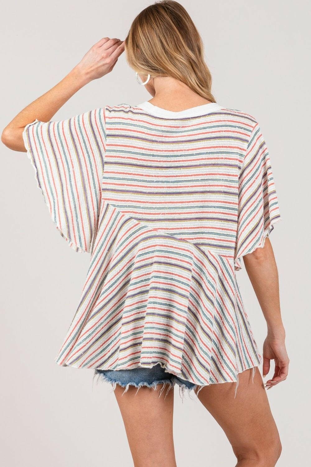 SAGE + FIG Full Size Round Neck Stripe Top.