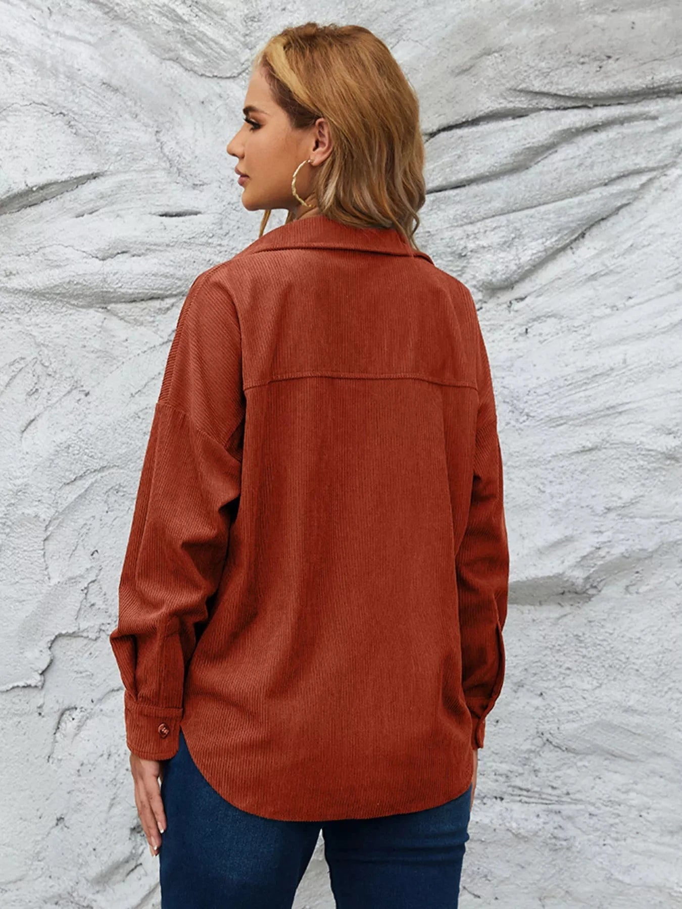 Corduroy Button Up Shirt With Pockets For All Seasons Simply Love