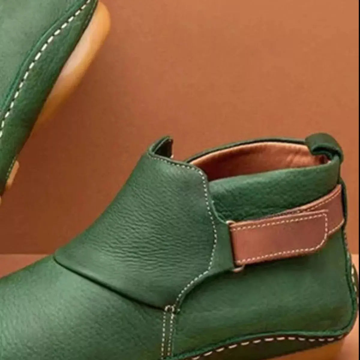 Women PU Leather Ankle Boots Flat Heel Rubber Sole Simply Love