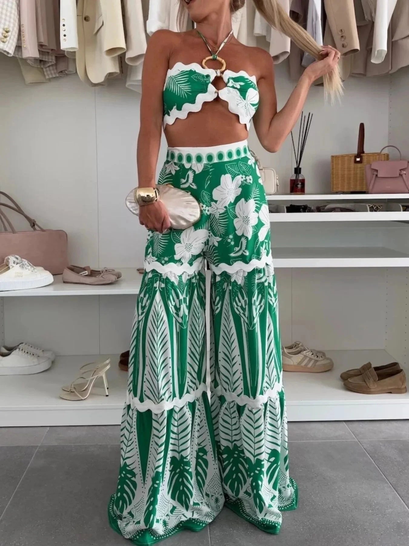 Printed Halter Neck Cami and Skirt Set Coco’s Tee Boutique