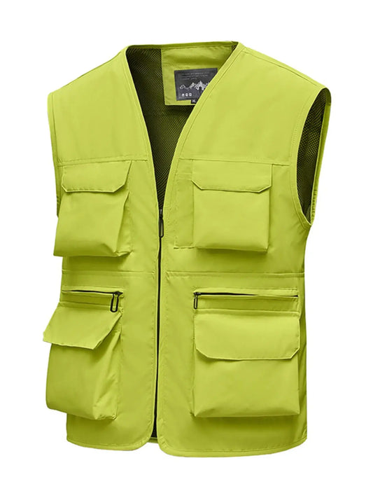 Men's Full Size Multi-Pocket Zip Up Vest Plus Size Simply Love
