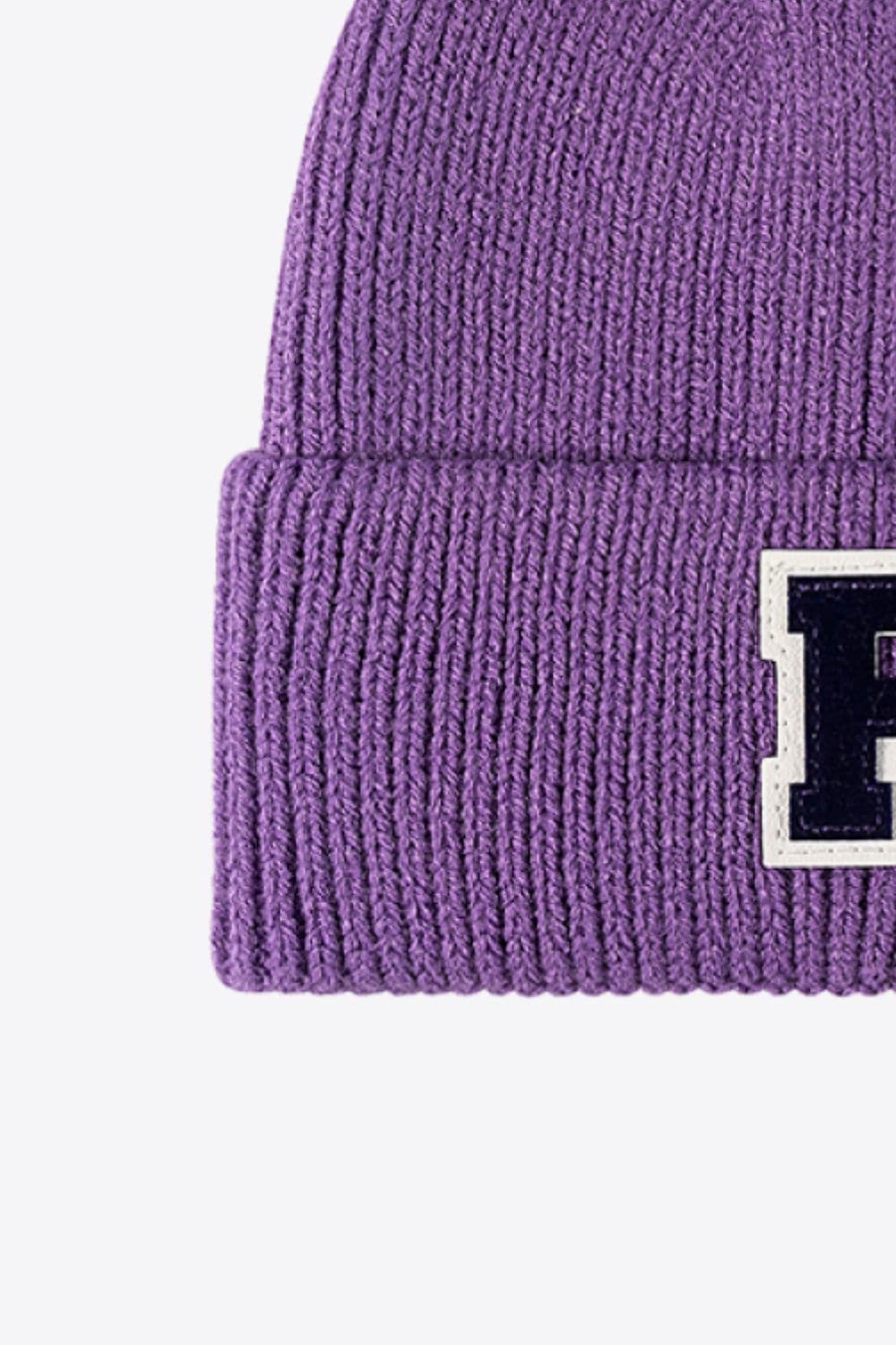 Letter Patch Cuffed Knit Beanie.