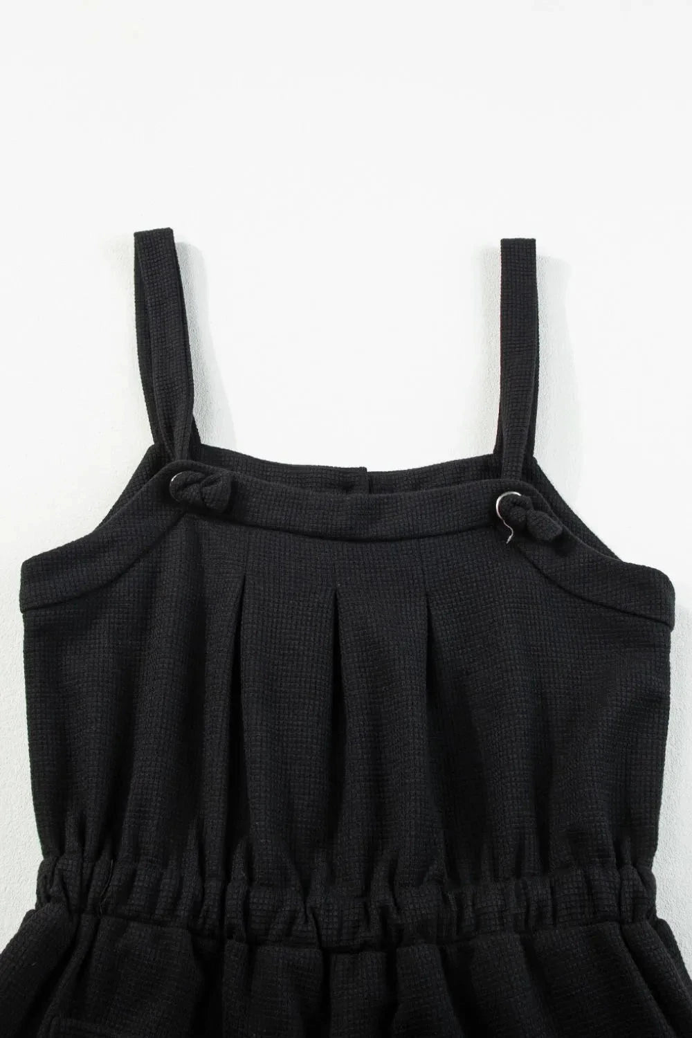 Knotted Straps Button Textured Drawstring Jumpsuit Simply Love