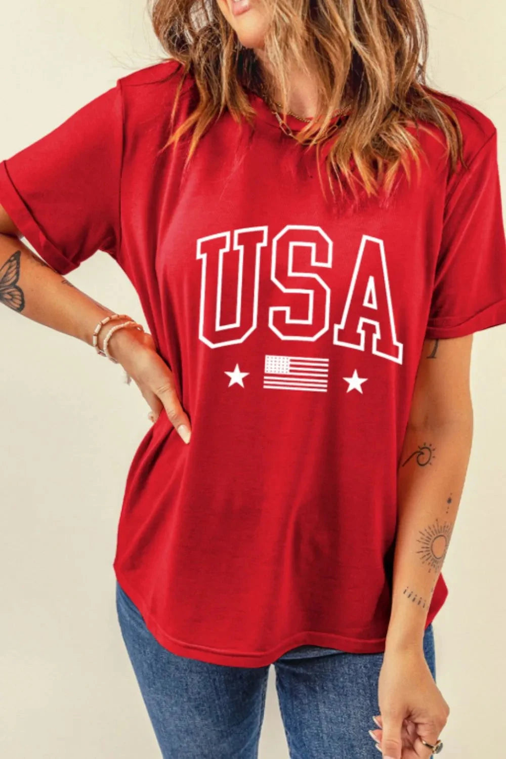 USA American Flag Crewneck T Shirt Simply Love