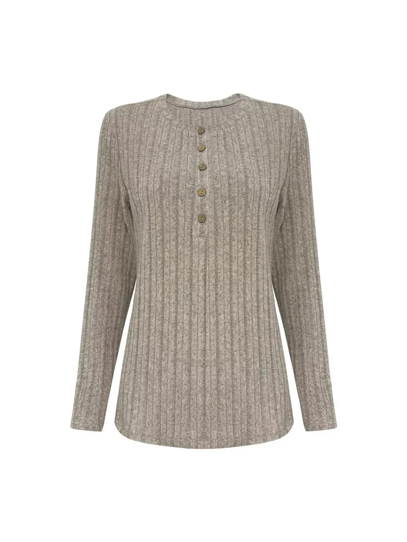 Plus Size Ribbed Knit Button-Front Top and Pants Set Simply Love