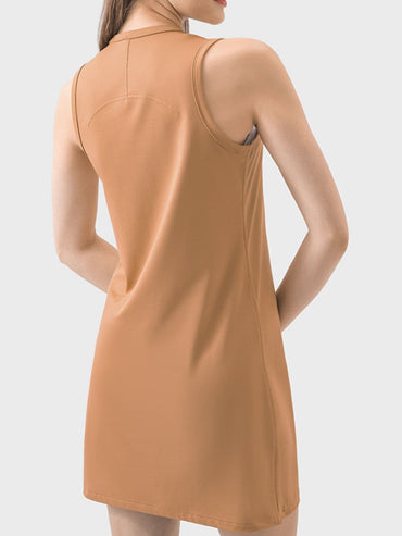 Round Neck Sleeveless Active Dress.