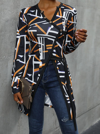 Geometric Surplice Long Sleeve T-Shirt.