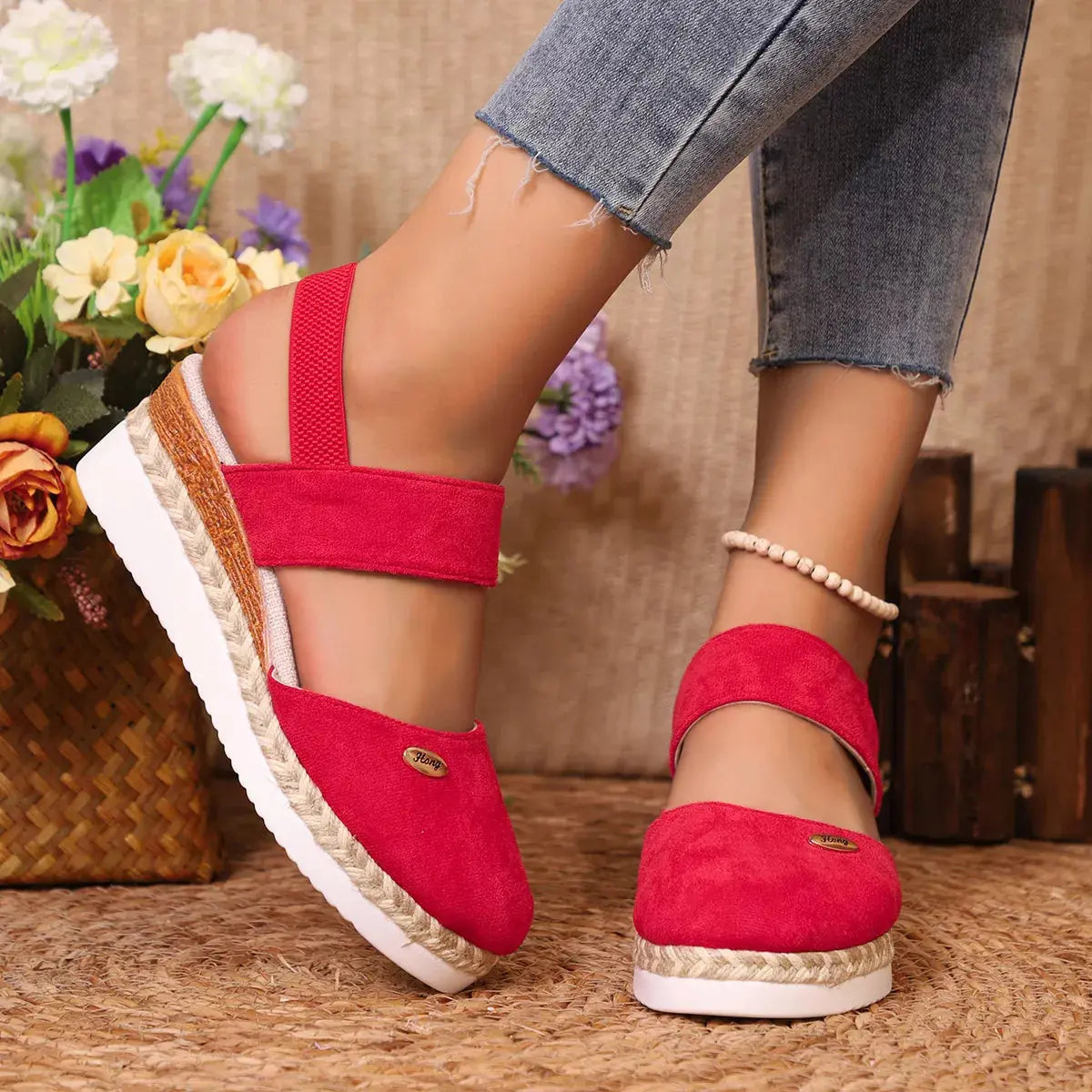 Espadrille Wedge Sandals with Ankle Strap Simply Love
