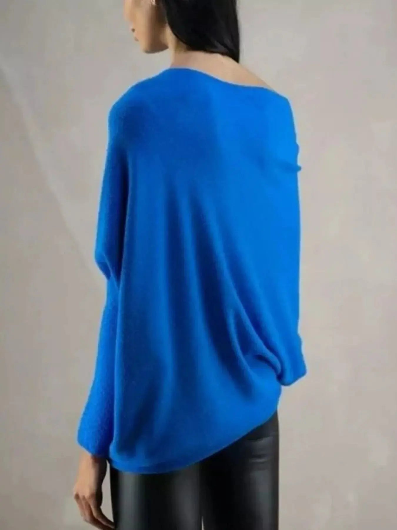 Boat Neck Long Sleeve Sweater Simply Love