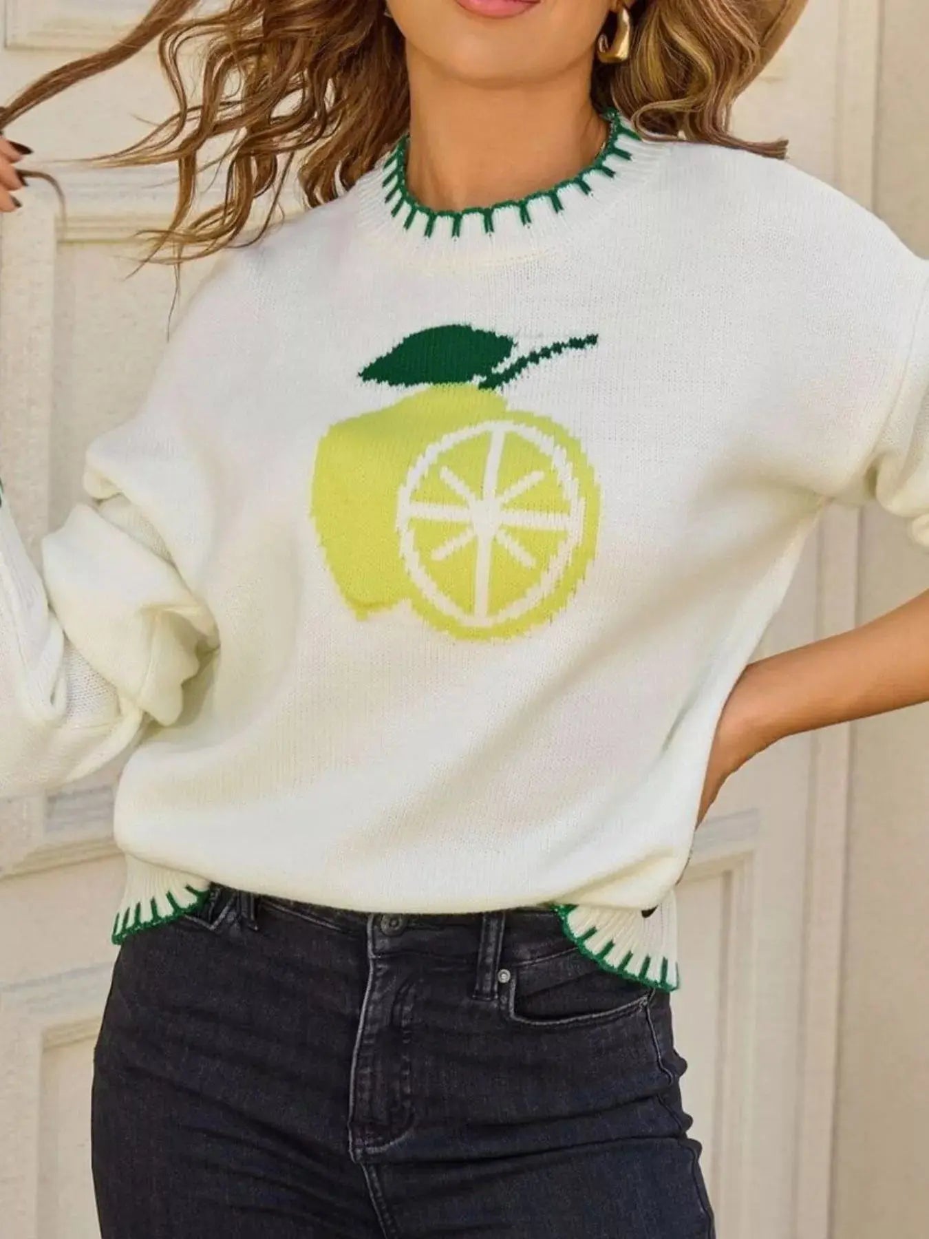 Lemon Round Neck Sweater Simply Love