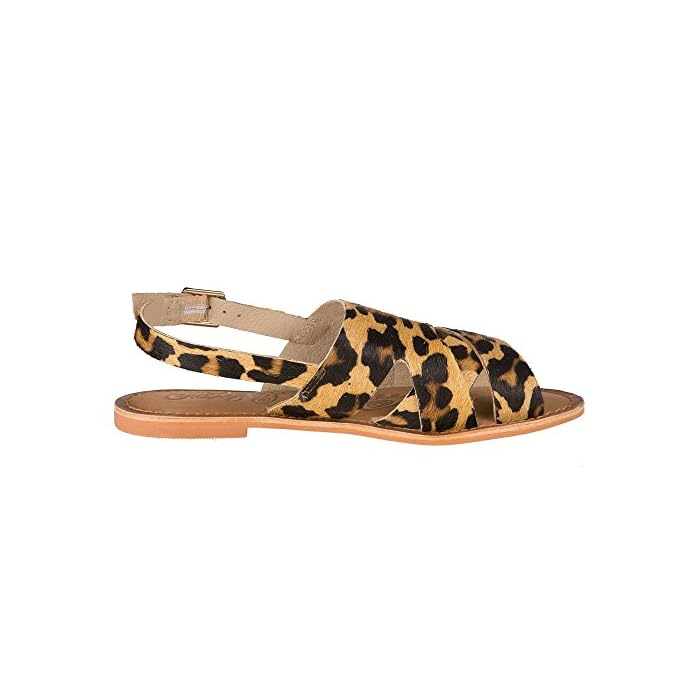 Cup of Tea Leopard Sandals Hair on Hide Buckle Strap Naughty Monkey