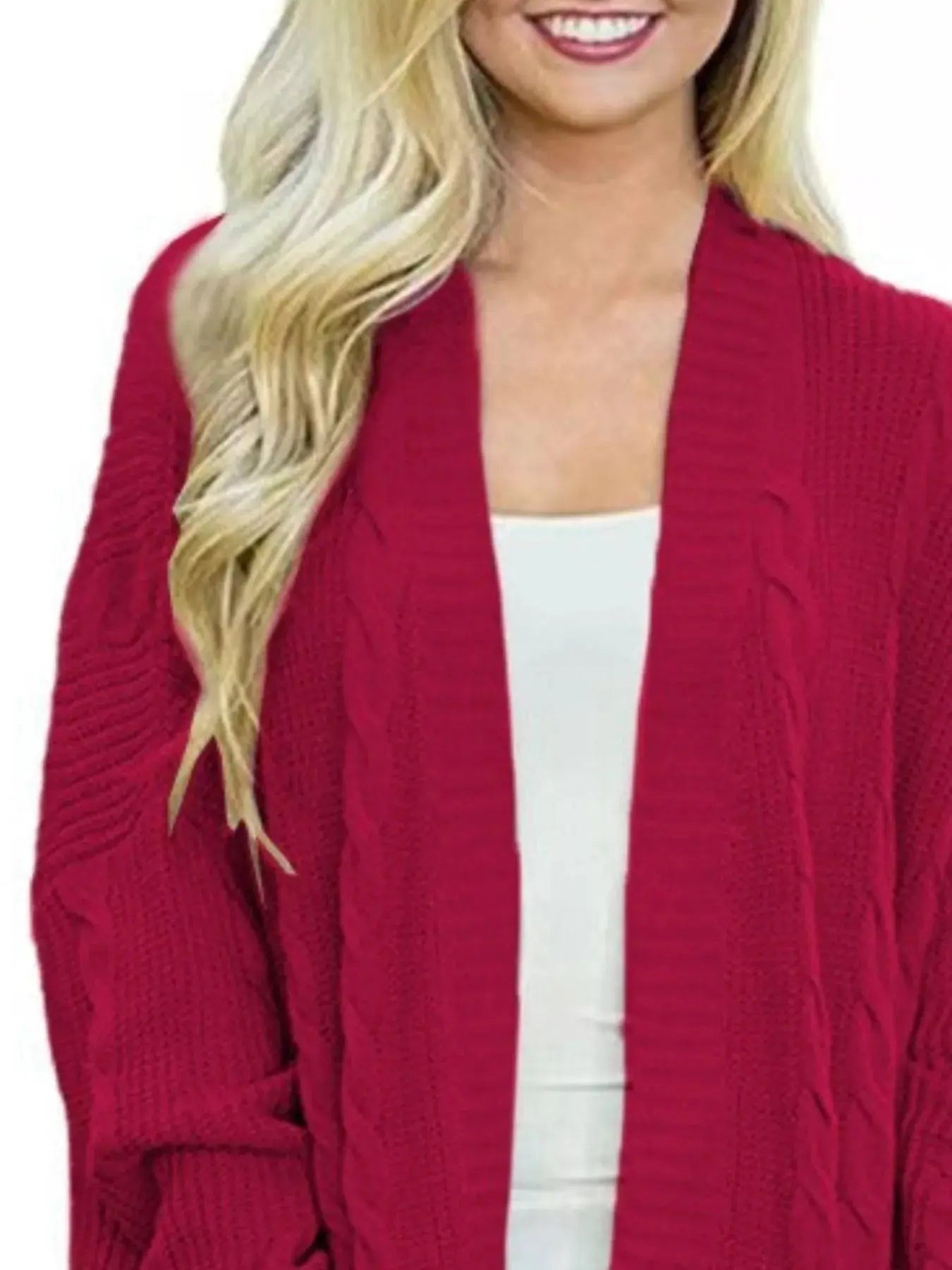 Full Size Chunky Knit Open Front Cardigan Plus Size Simply Love