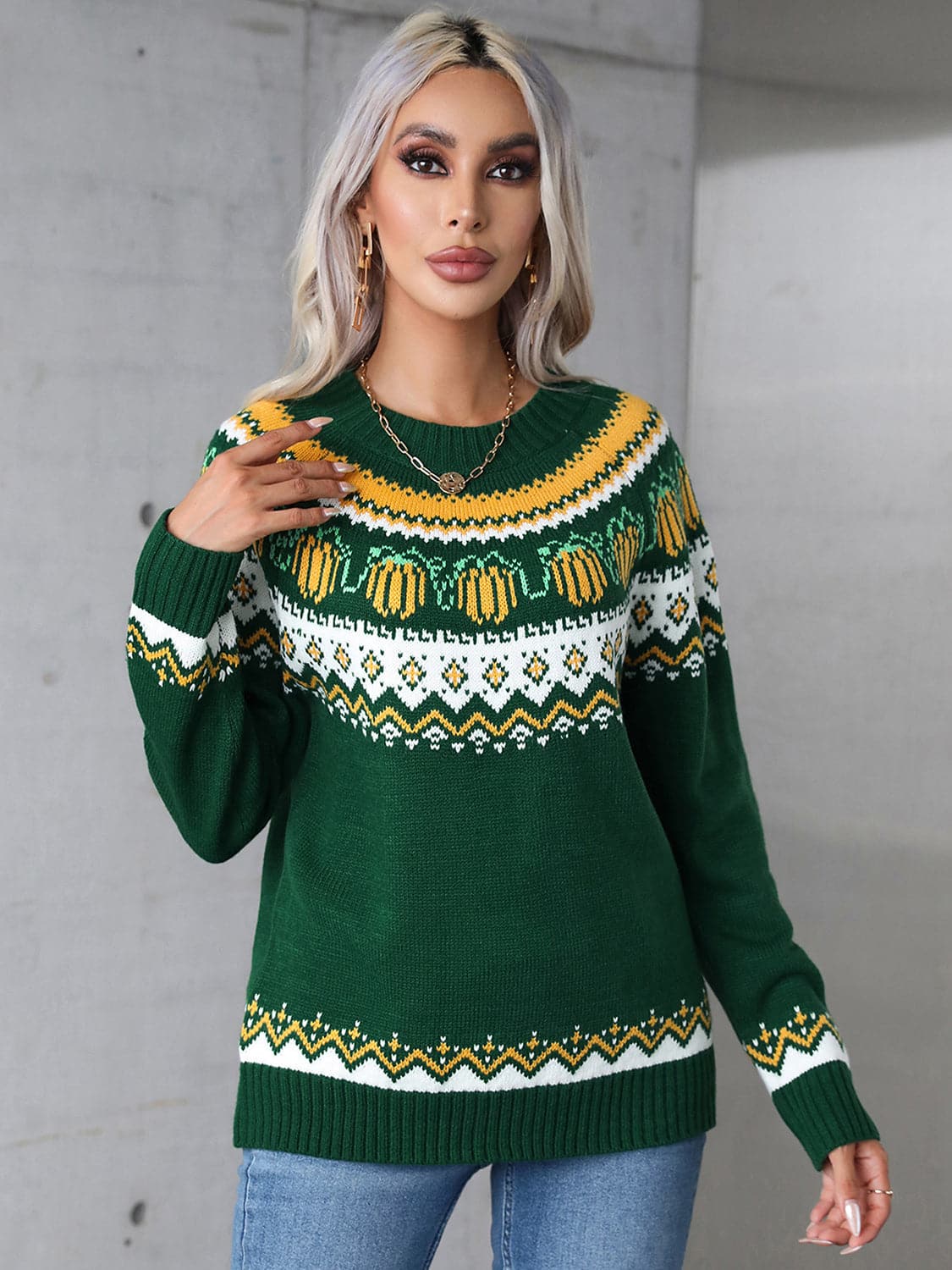 Geometric angel wings long sleeve sweater