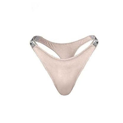 Rhinestone Embellished Cotton Thong: Dazzling Brazilian Lingerie for Women