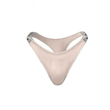 Love Salve Glamorous Rhinestone-Embellished Cotton Thong Panties - Sparkling Brazilian Lingerie for Women Pink Medium