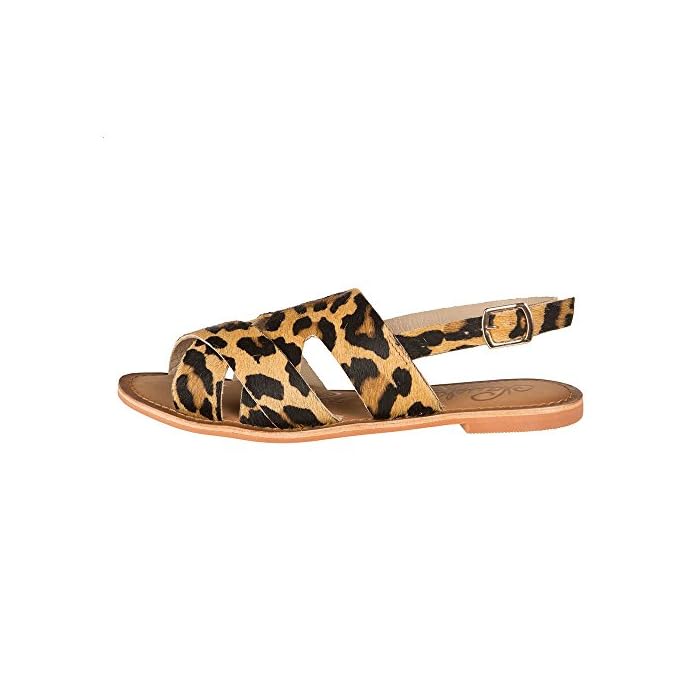 Cup of Tea Leopard Sandals Hair on Hide Buckle Strap Naughty Monkey