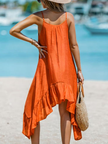 Ruffled Scoop Neck Sleeveless Dress.