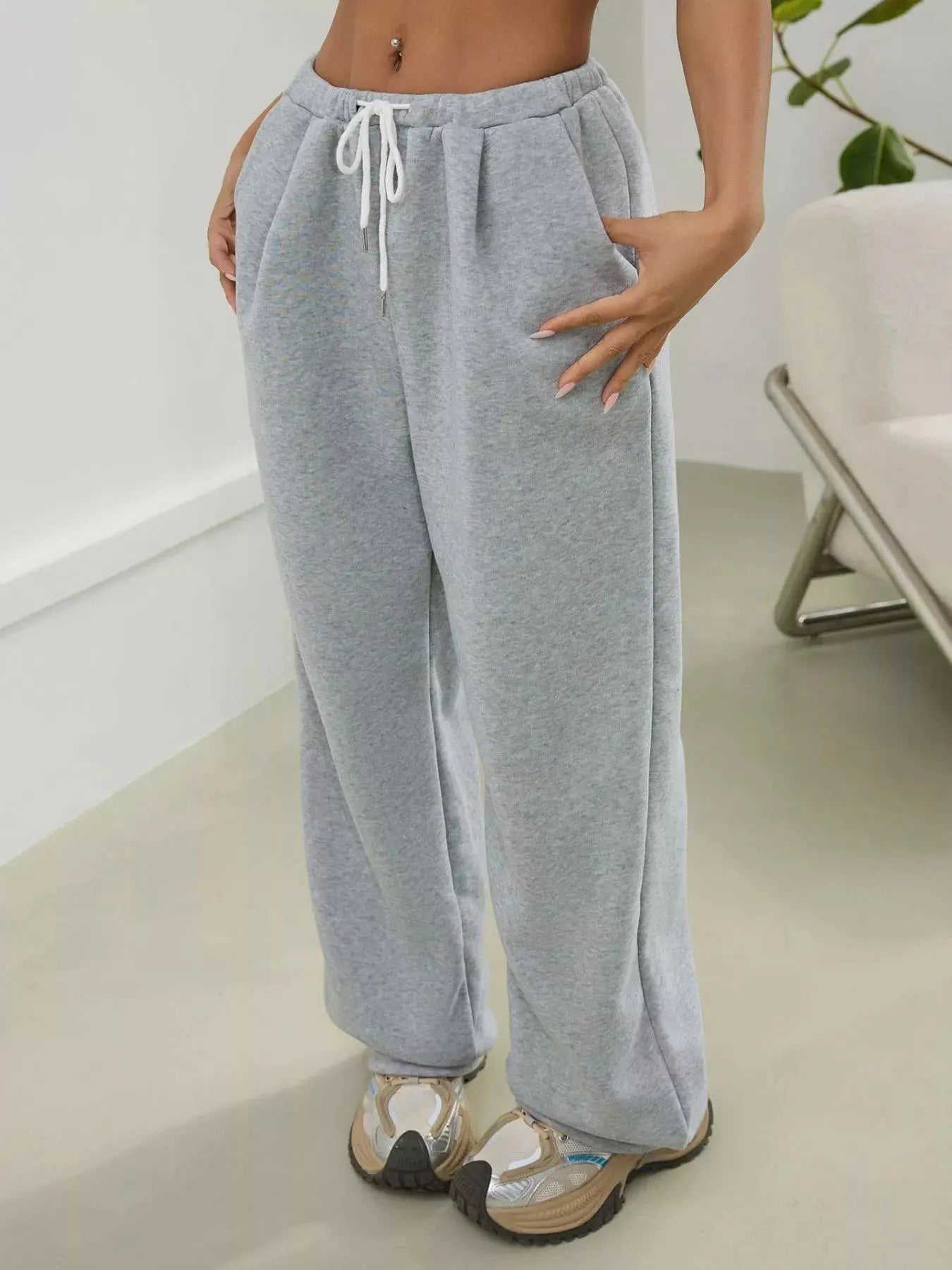 Casual Drawstring High Waist Wide Leg Sweatpants With Pockets Simply Love