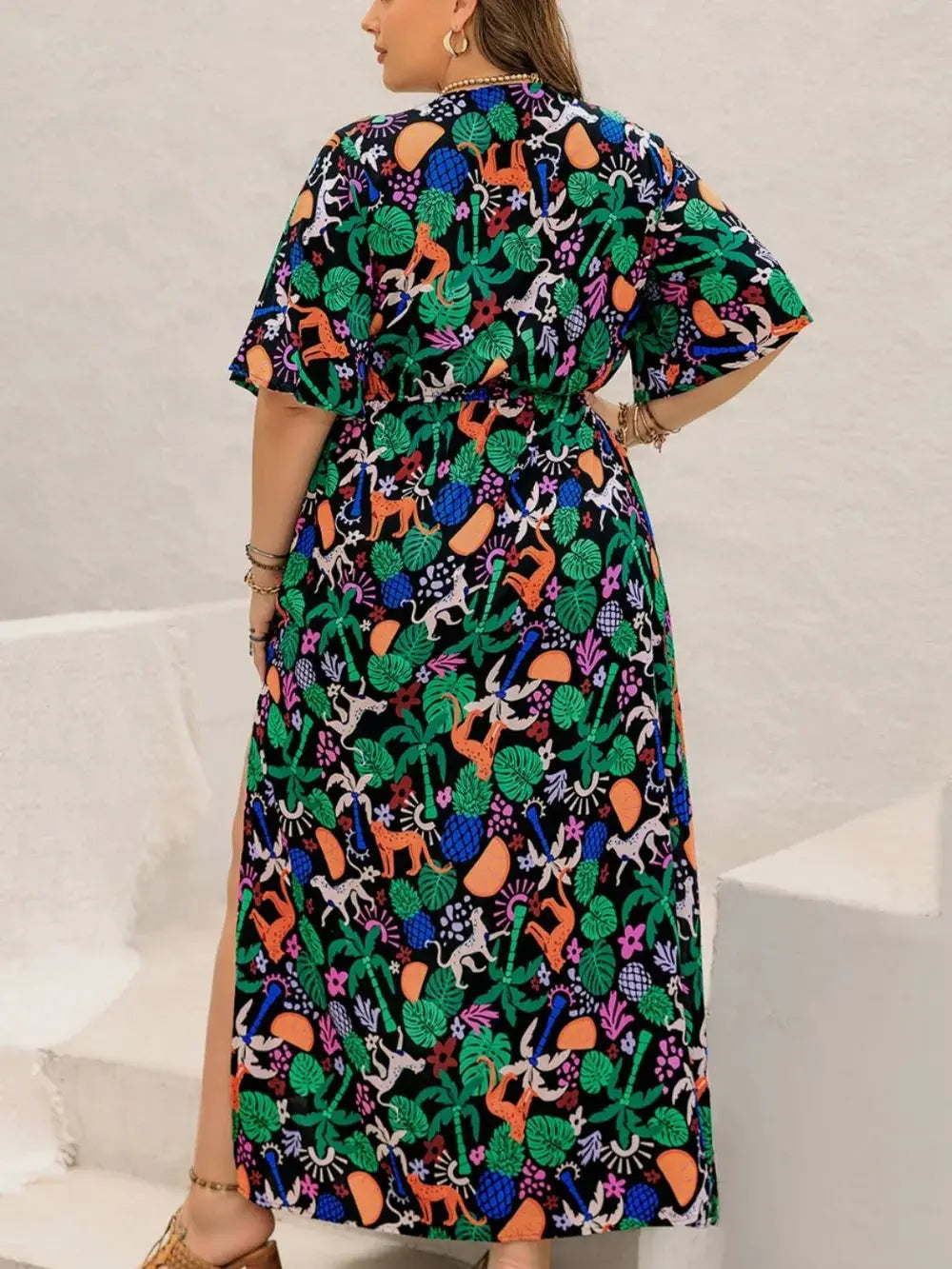 Plus Size Printed Maxi Split Dress Simply Love