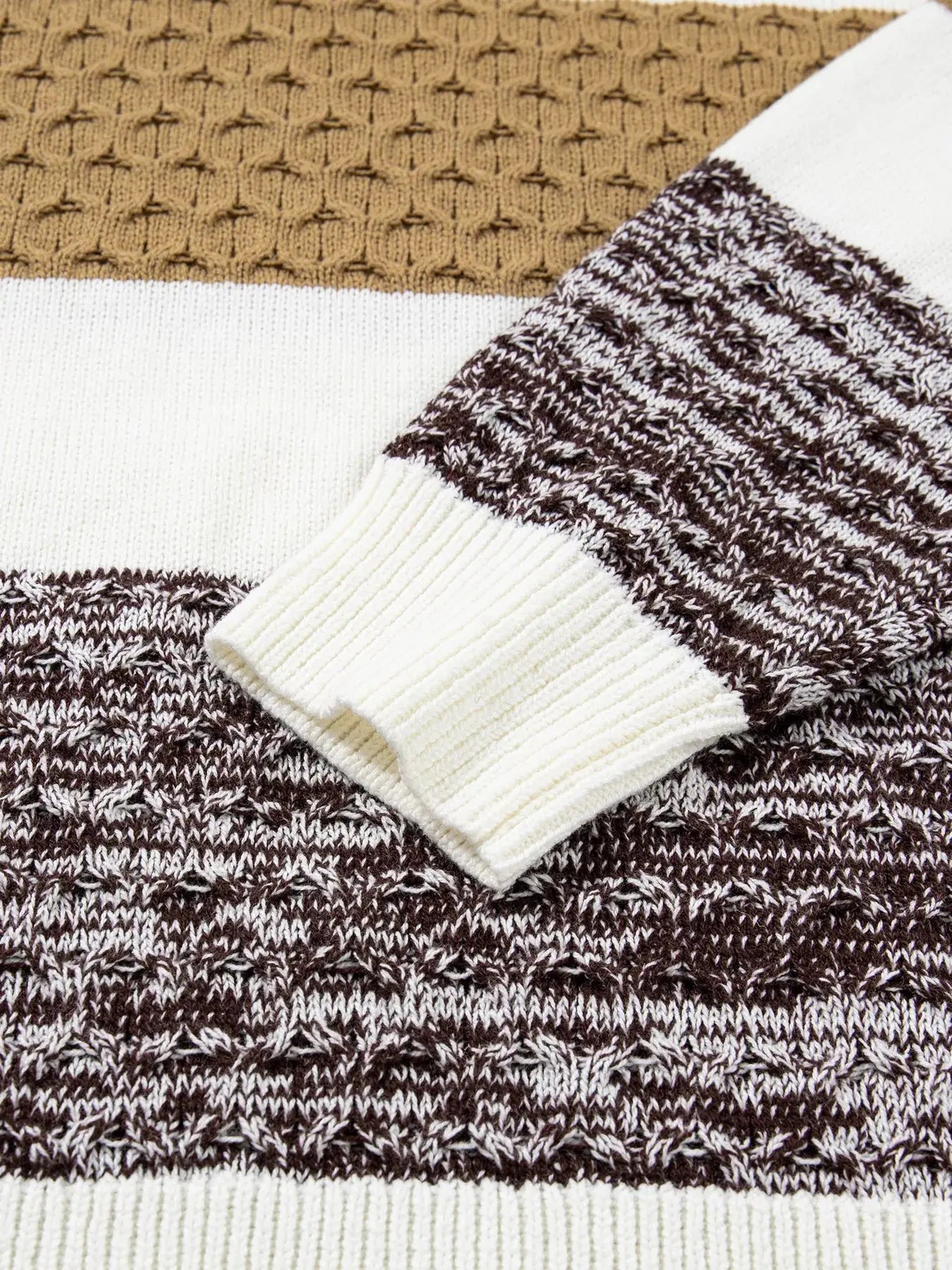 Mixed Texture Knit Striped Color Block Loose Sweater Simply Love