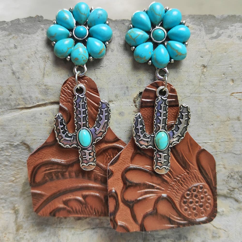 Desert Dream Turquoise Cactus Earrings