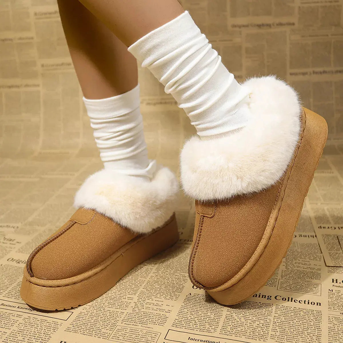 Fuzzy Platform Ankle Boots Simply Love