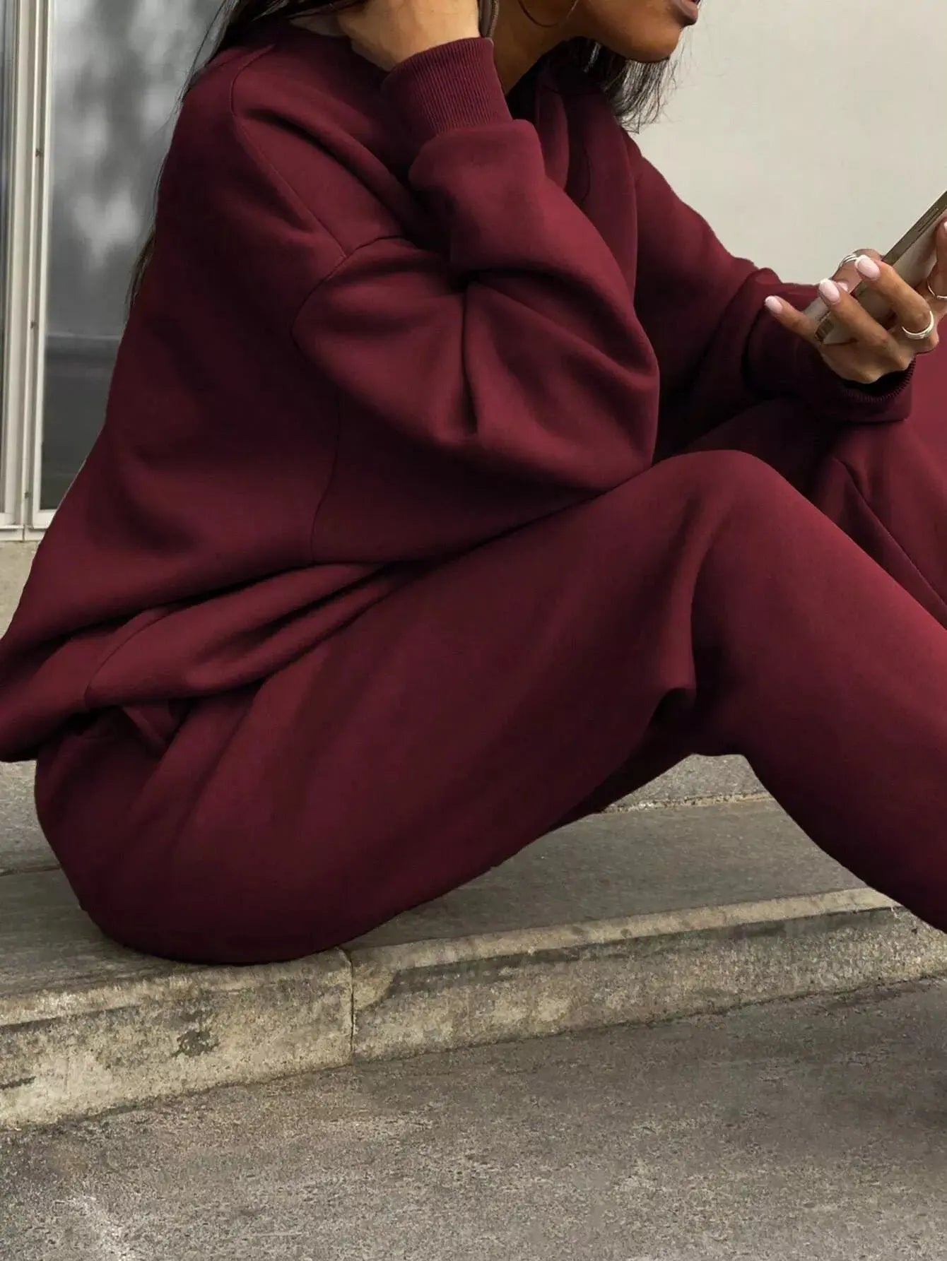 Half Zip Sweatshirt and Pants Set Simply Love