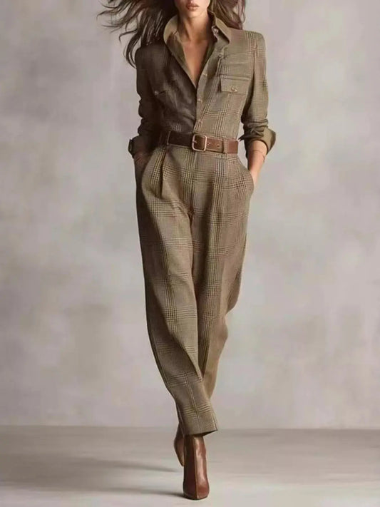 Button Front Long Sleeve Jumpsuit Simply Love