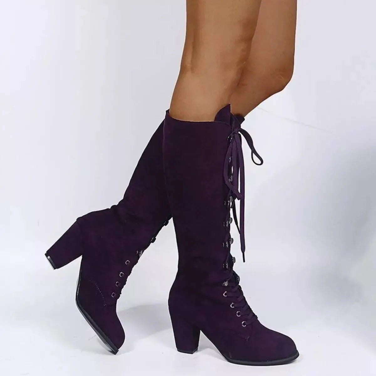 Lace Up Block Heels Boots Simply Love