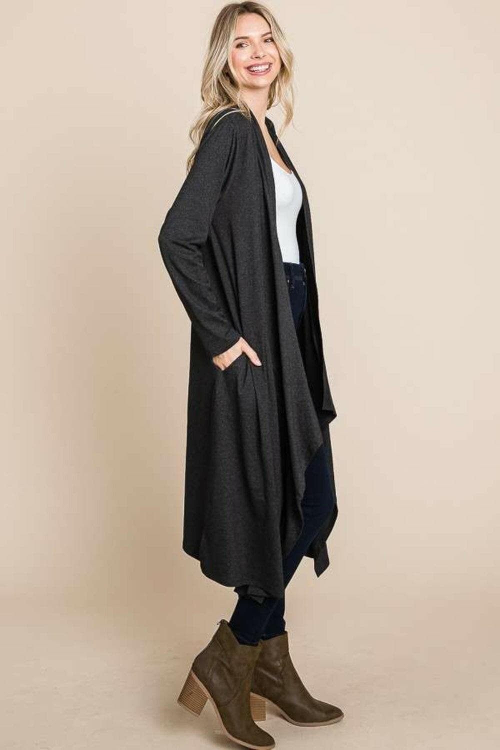 Culture Code Open Front Longline Cover Up with Pockets.