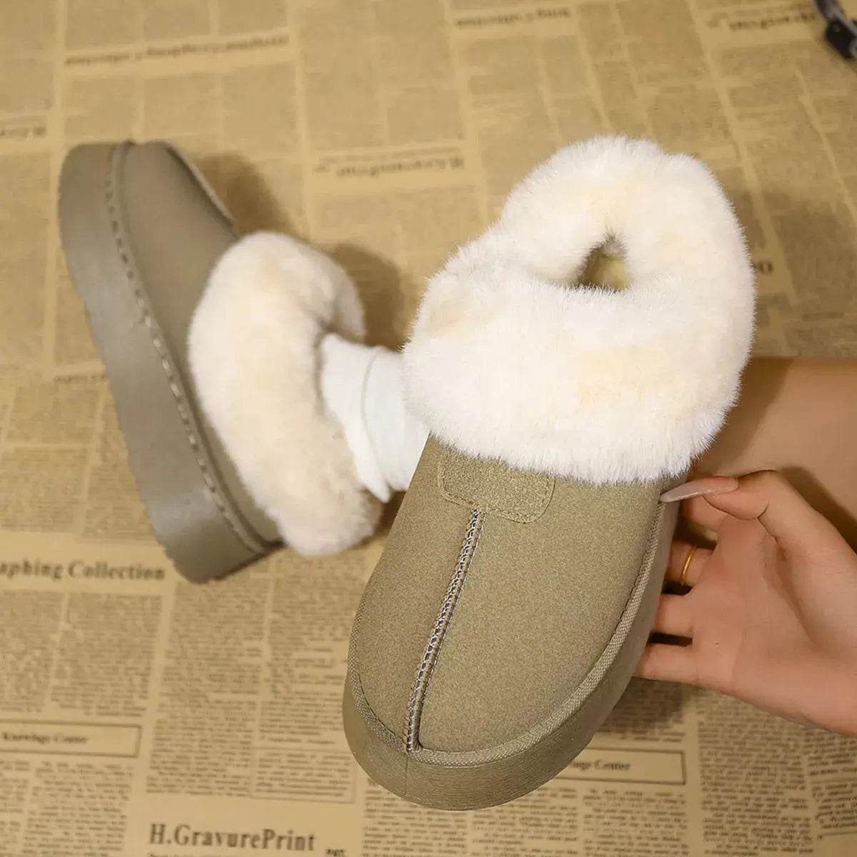 Fuzzy Platform Ankle Boots Simply Love