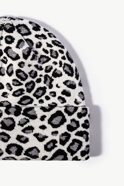 Leopard Pattern Cuffed Beanie.