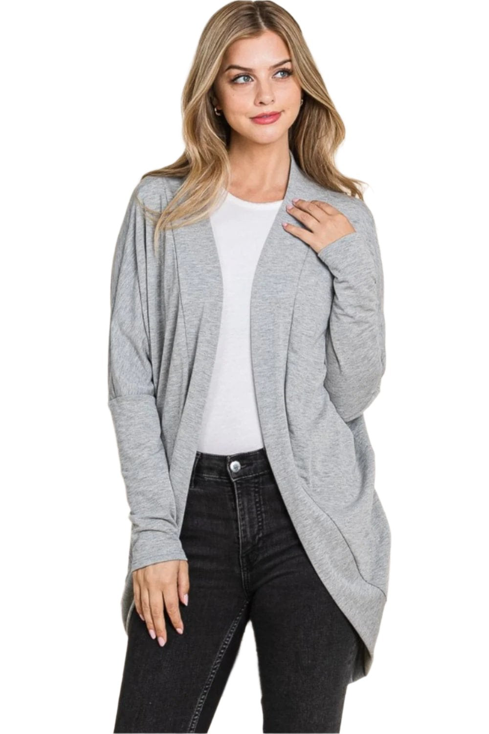 Chic cocoon cardigan with open front and long sleeves