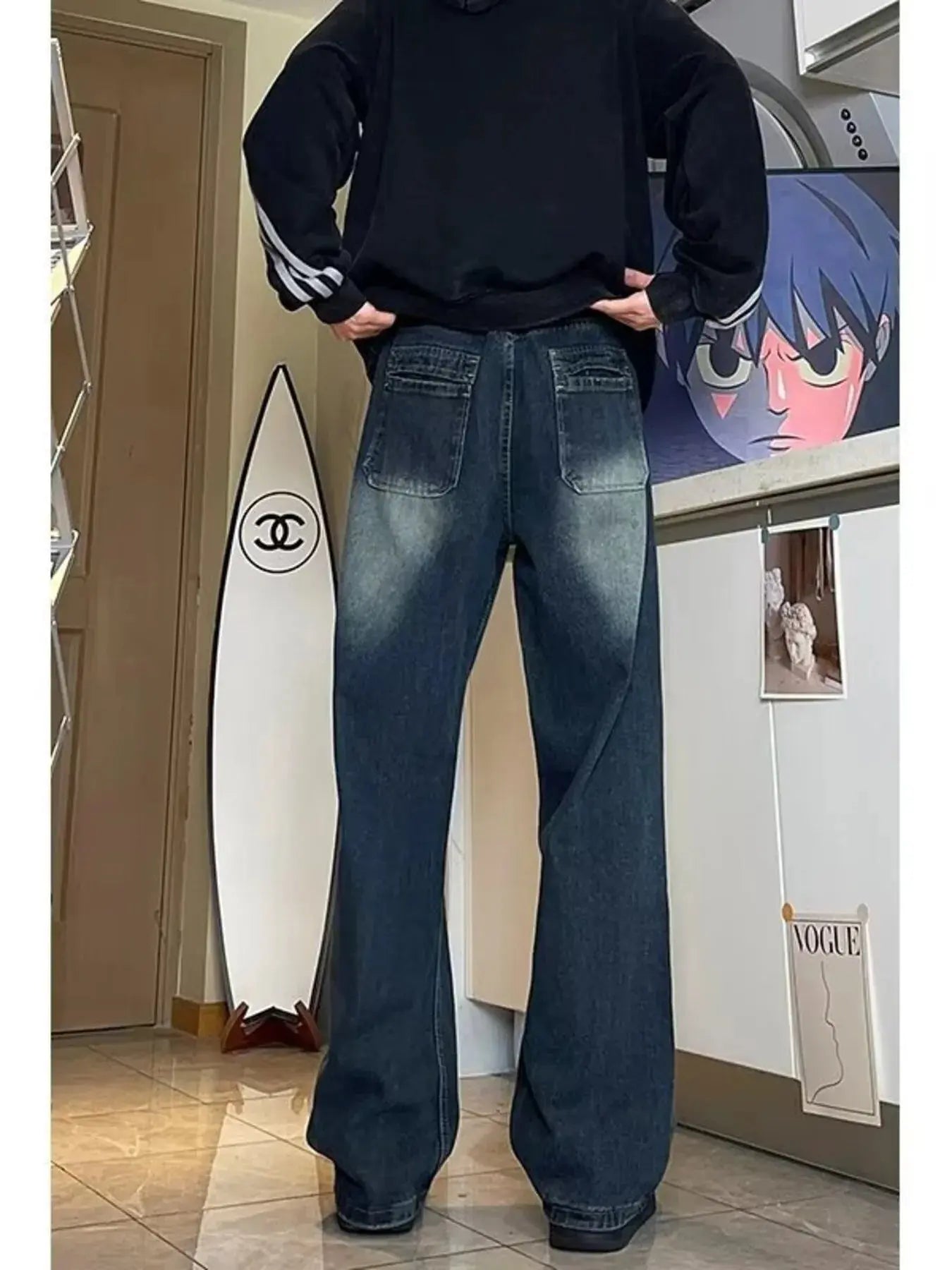 Men's Full Size Vintage Wash Wide Leg Jeans Plus Size Simply Love