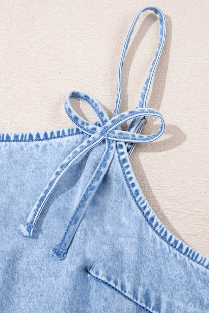 Simply Love: Denim Dress, Bow & Ruffle