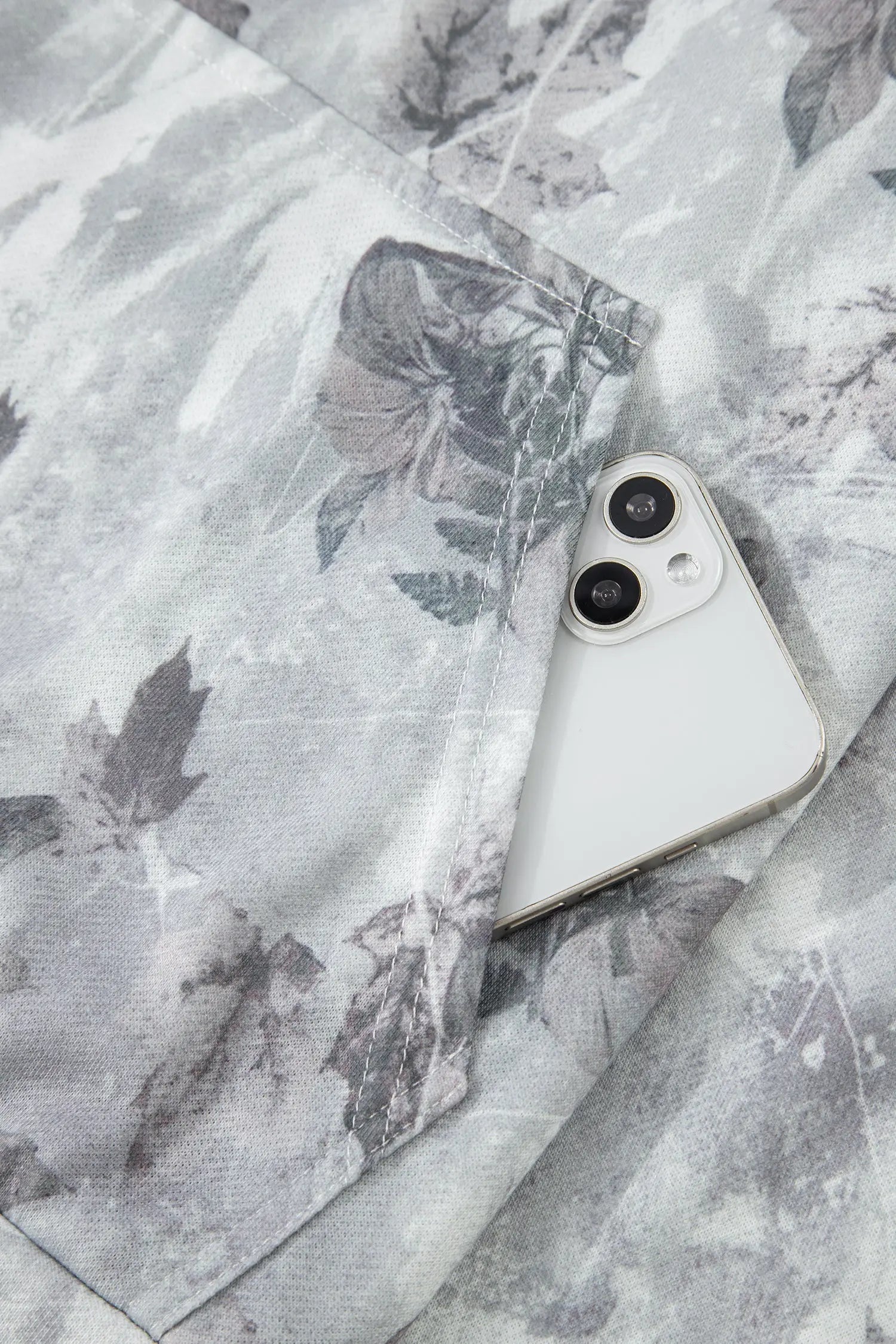 Gray Camo Leaf Print Kangaroo Pocket Quarter Zip Hoodie Dear-Lover Dropshipping