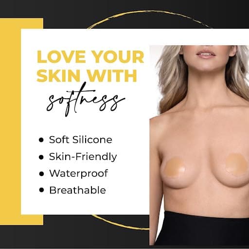 Invisible silicone nipple covers with reusable adhesive – discreet pasties for braless comfort and convenience