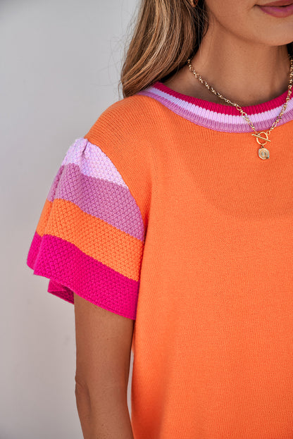 Carrot color block knitted top