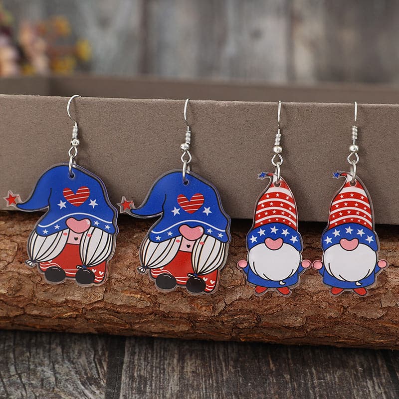 2 Pair Acrylic Gnome Earrings.