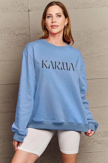 Simply Love Full Size KARMA Graphic Sweatshirt.