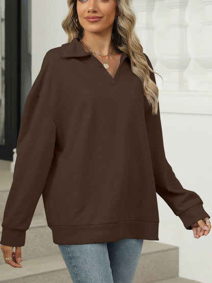 Johnny Collar Cozy Long Sleeve Pullover