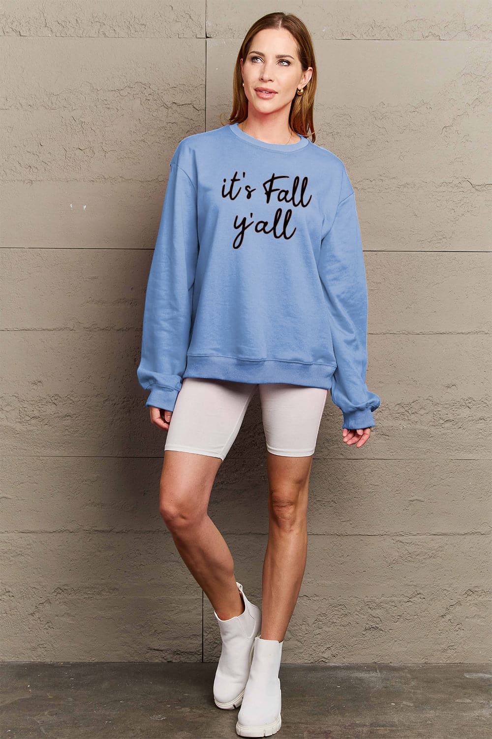 Simply Love Full Size IT'S FALL Y'ALL Graphic Sweatshirt.