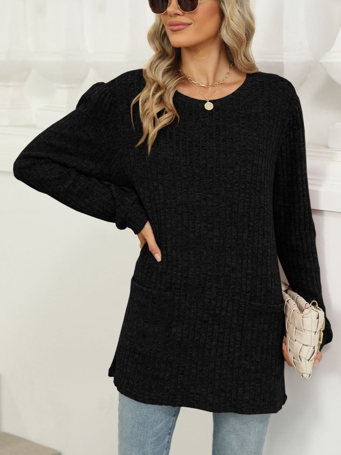 Stylish pocketed long sleeve tee