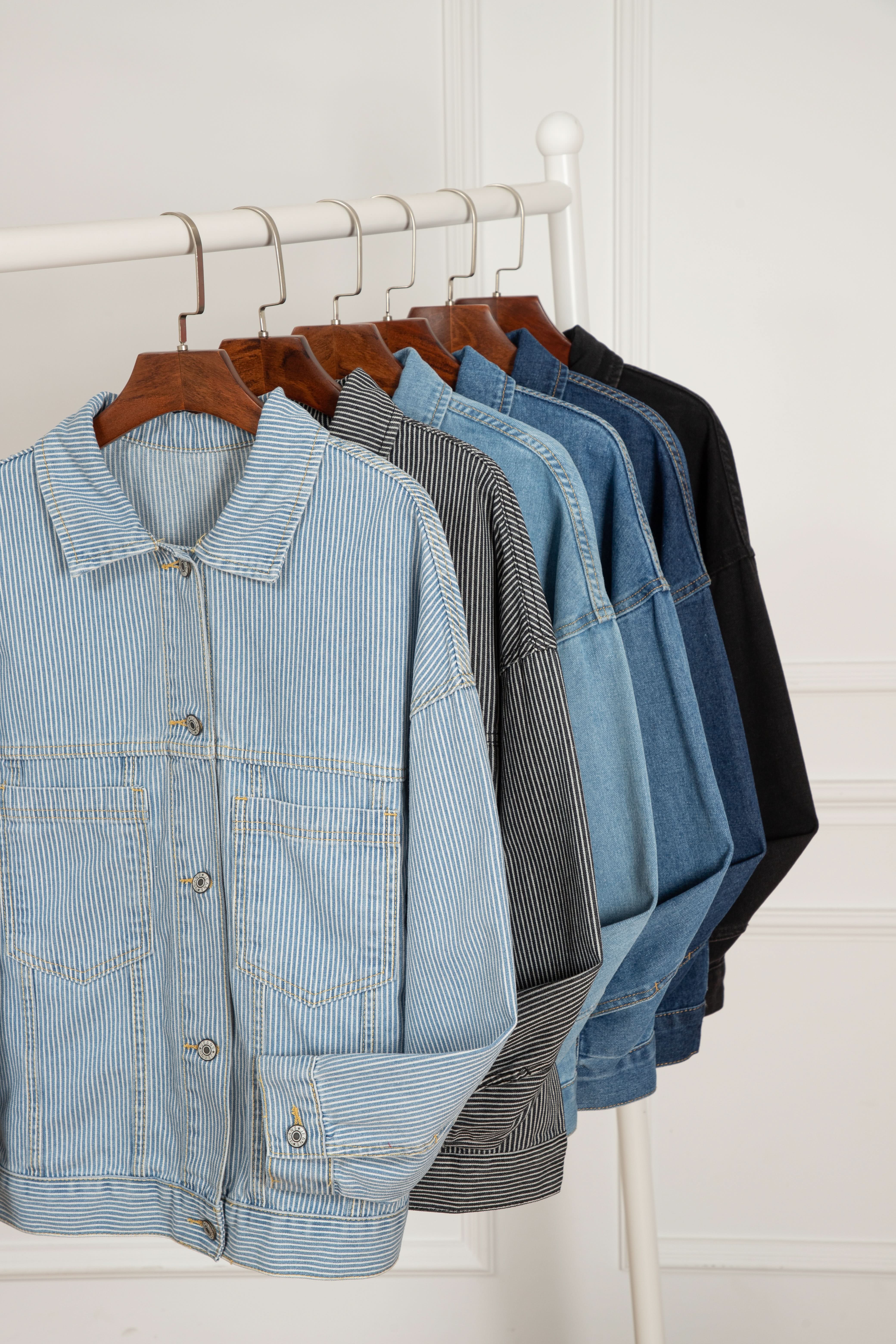 Wild Wind Washed Oversize Pocketed Denim Jacket - Love Salve 
