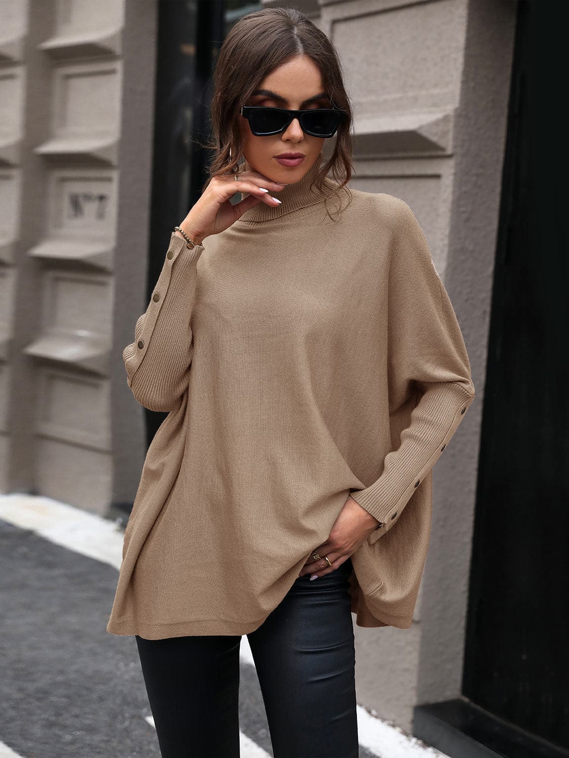 Turtleneck Raglan Sleeve Sweater.