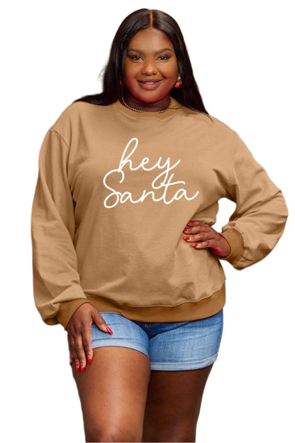 Simply Love Full Size HEY SANTA Graphic Sweatshirt.