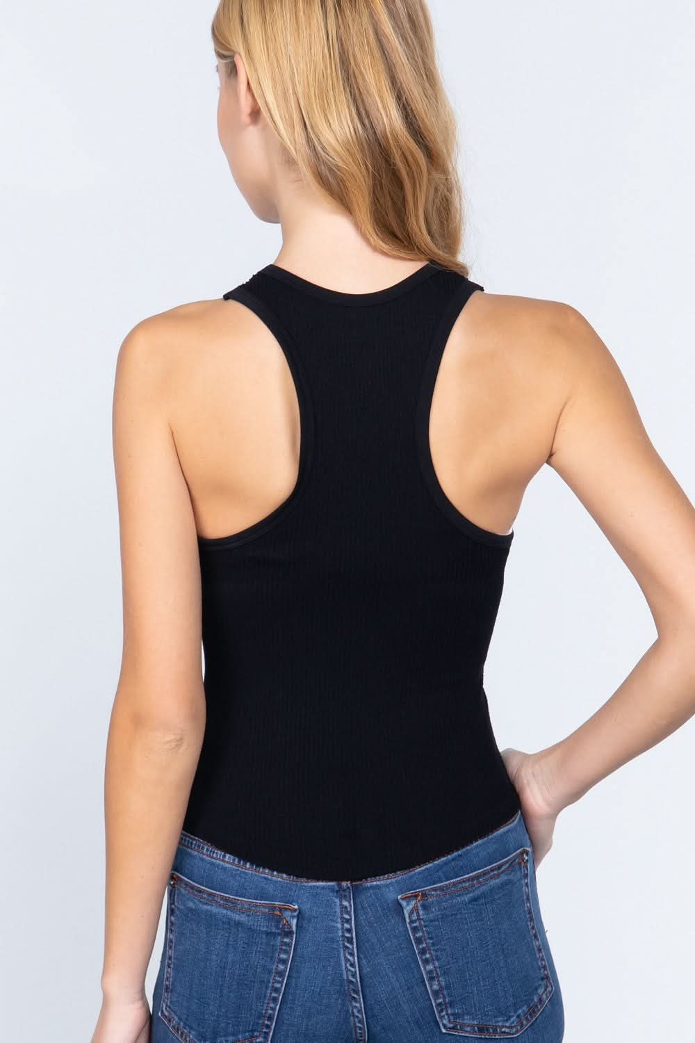 ACTIVE BASIC Ribbed Round Neck Racerback Seamless Tank